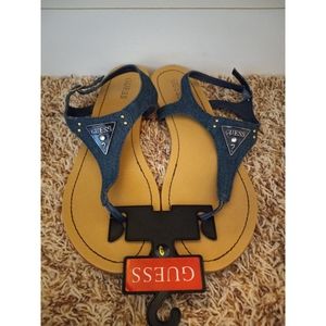 Guess Factory Carmela Denim T-Strap Sandals